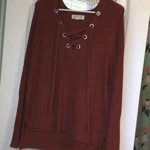 Bell Sleeve Lace-up Front Sweater